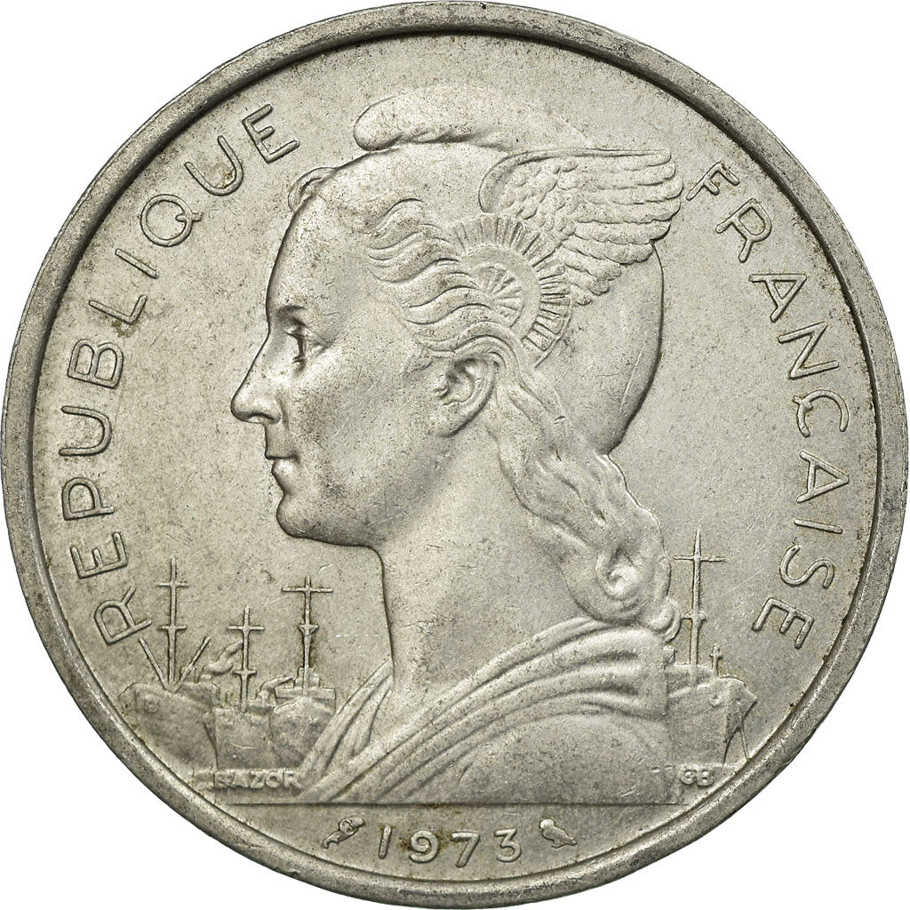 Coin, Réunion, 5 Francs, 1973, EF(40-45), Aluminum, KM:9