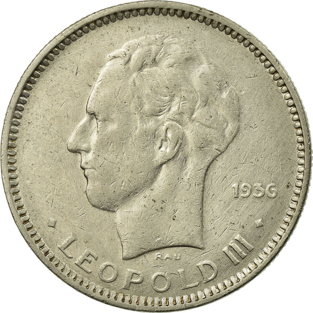 Coin, Belgium, 5 Francs, 5 Frank, 1936, EF(40-45), Nickel, KM:108