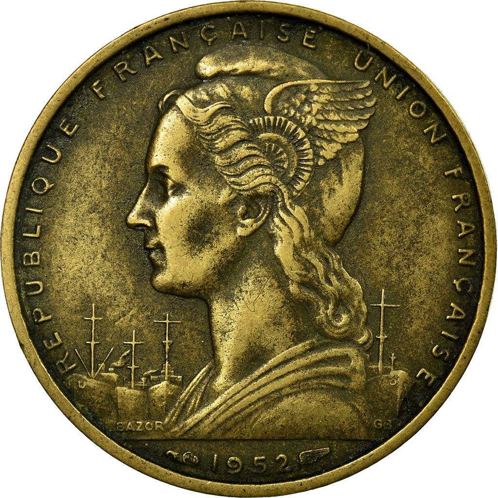 Coin, French Somaliland, 20 Francs, 1952, Paris, VF(30-35), Aluminum-Bronze