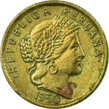 Coin, Peru, 10 Centavos, 1950, EF(40-45), Brass, KM:226.2