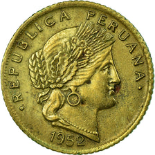 Moeda, Peru, 5 Centavos, 1952, EF(40-45), Latão, KM:223.2