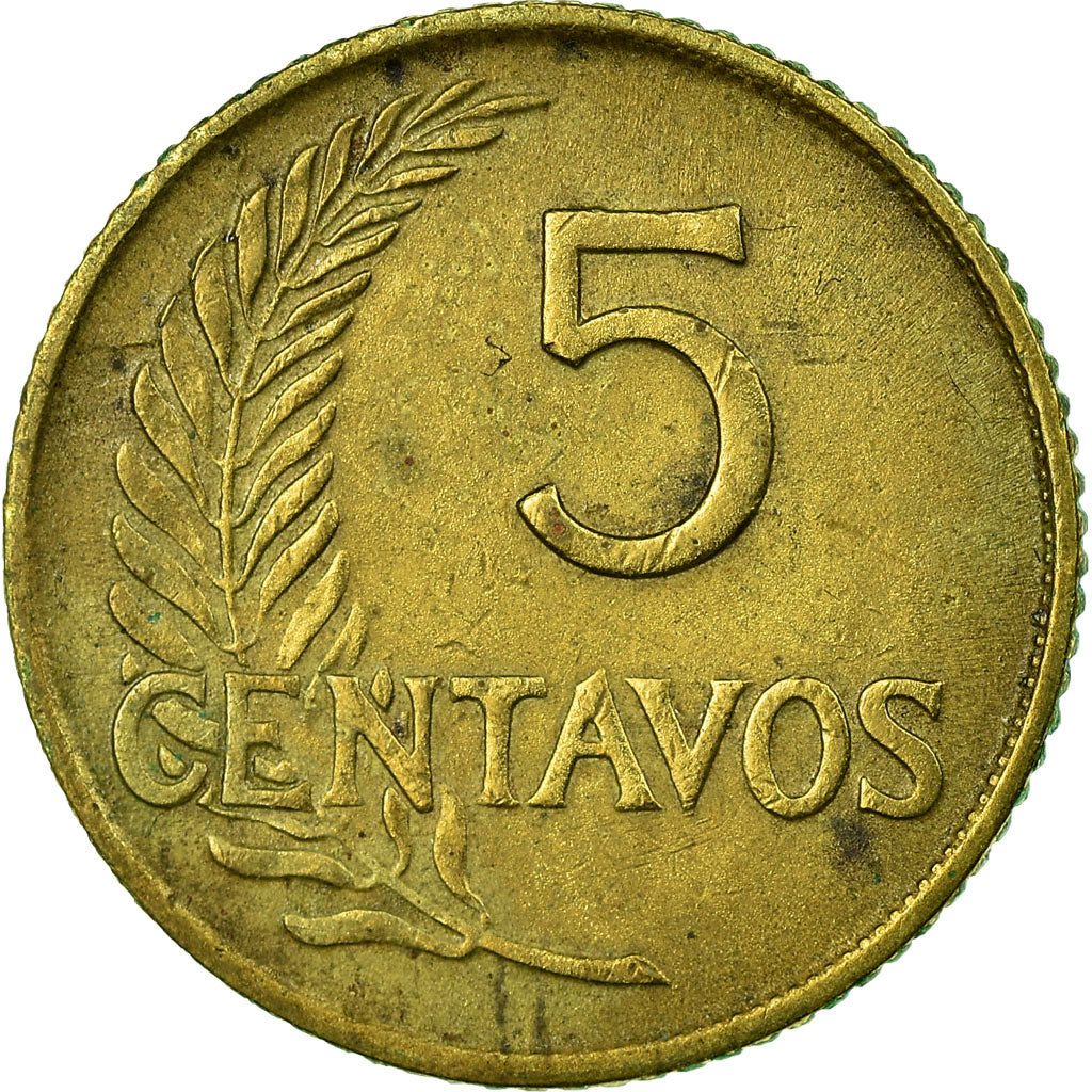 Moeda, Peru, 5 Centavos, 1952, EF(40-45), Latão, KM:223.2