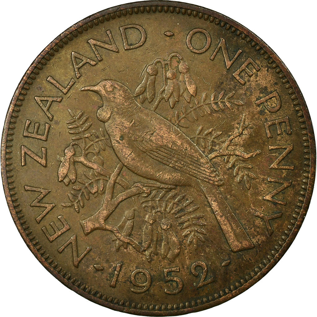 Coin, New Zealand, George VI, Penny, 1952, EF(40-45), Bronze, KM:21