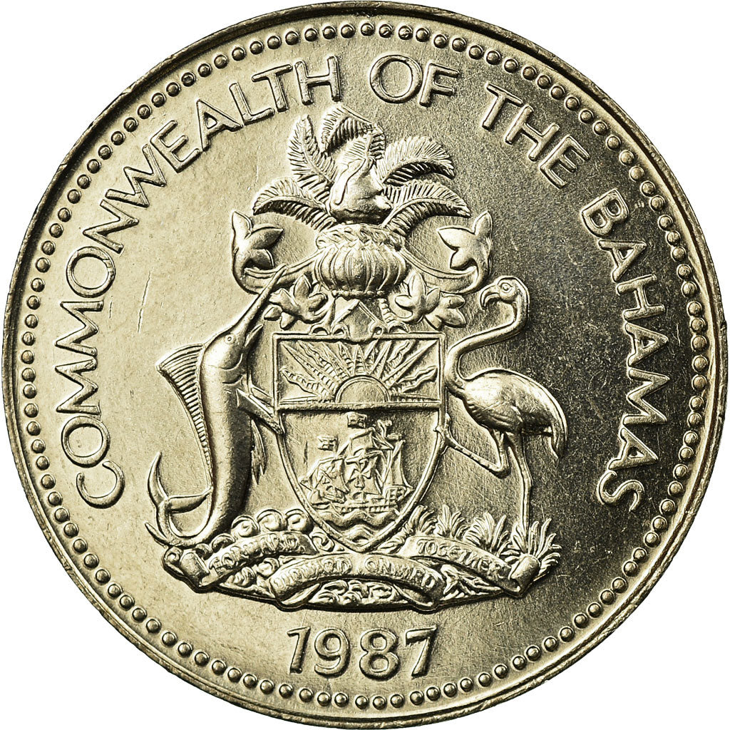 Coin, Bahamas, Elizabeth II, 5 Cents, 1987, Franklin Mint, AU(55-58)