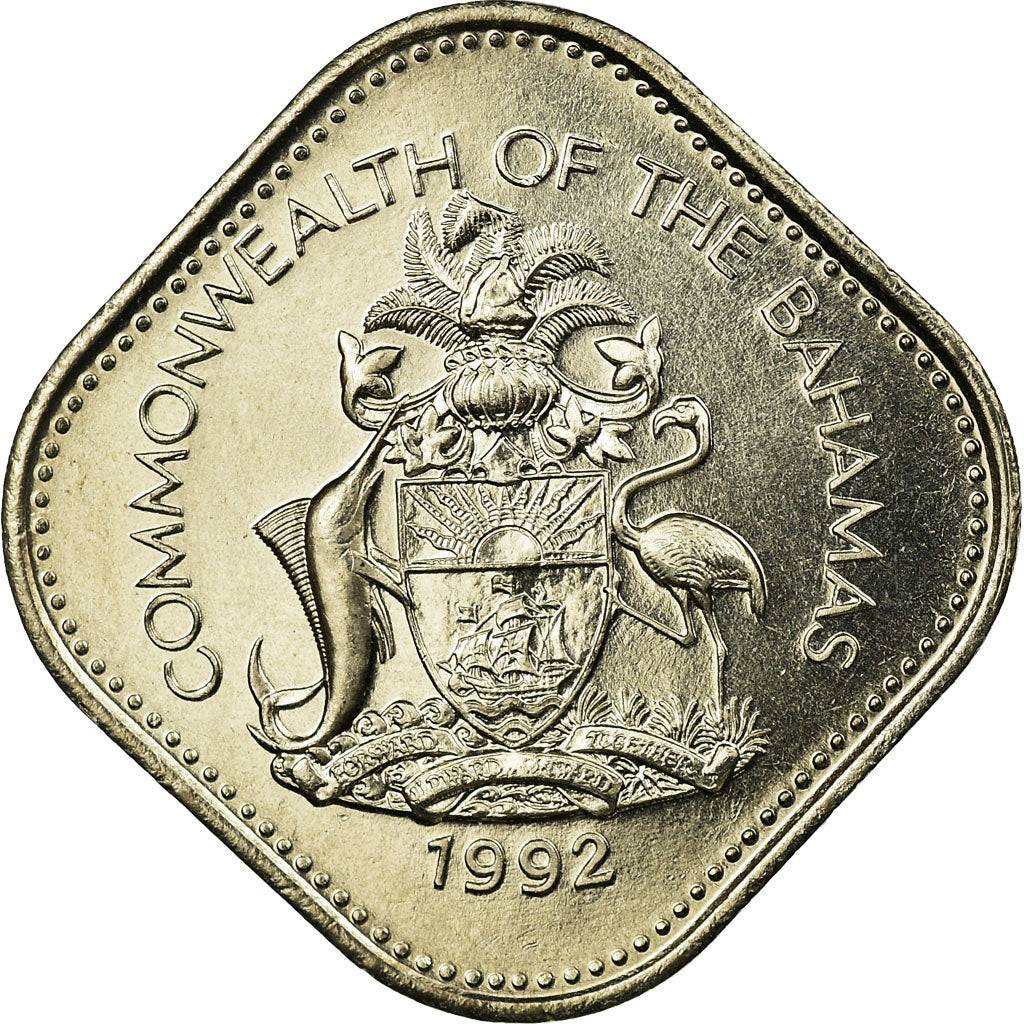 Coin, Bahamas, Elizabeth II, 50 Cents, 1992, Franklin Mint, AU(55-58)