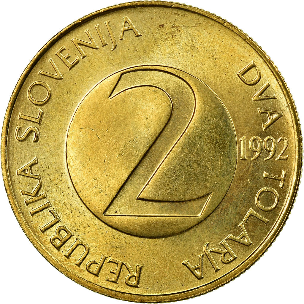 Moneta, Slovenia, 2 Tolarja, 1992, BB, Nichel-ottone, KM:5