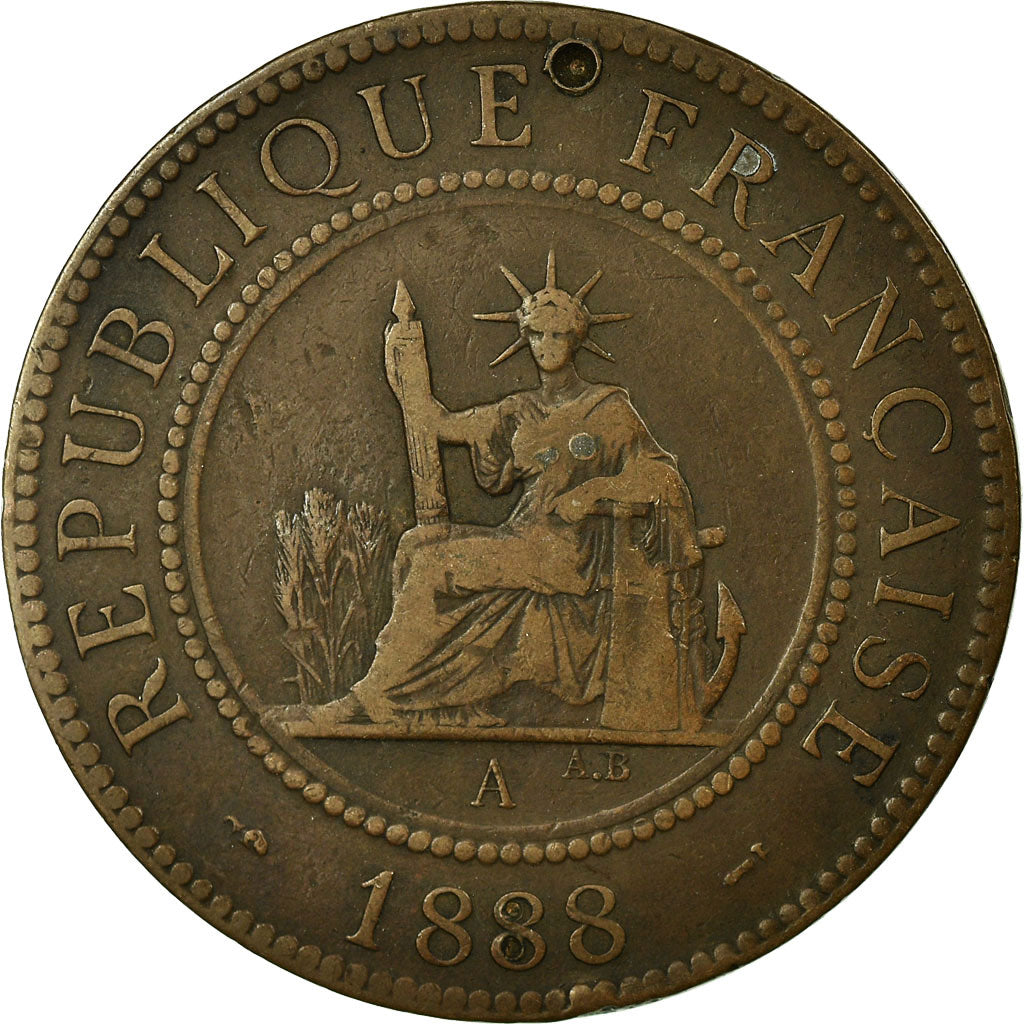 Coin, FRENCH INDO-CHINA, Cent, 1888, Paris, VF(30-35), Bronze, KM:1
