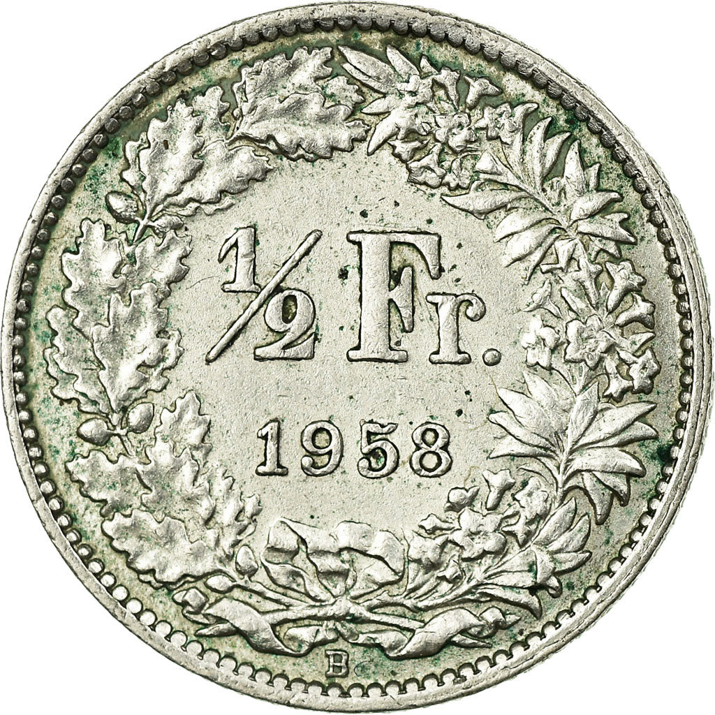 Münze, Schweiz, 1/2 Franc, 1958, Bern, SS, Silber, KM:23