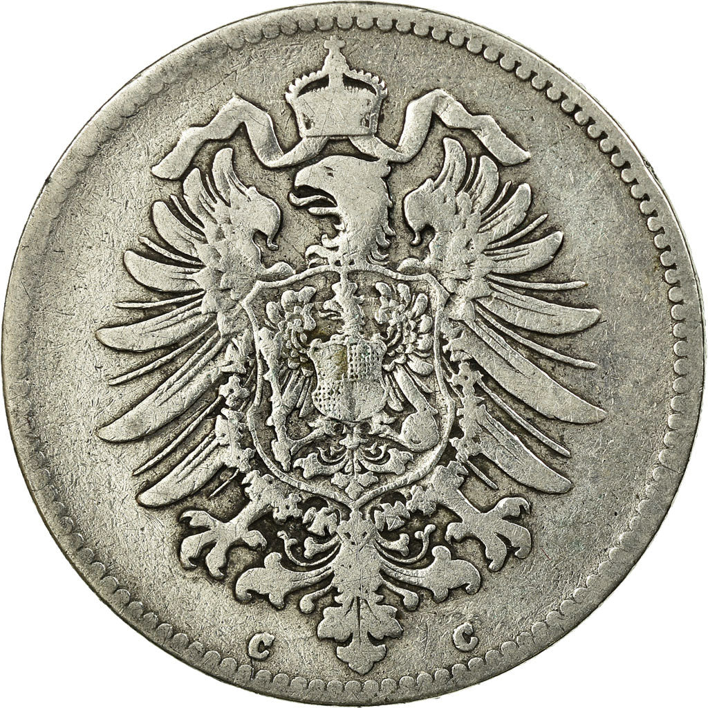 Moeda, ALEMANHA - IMPÉRIO, Wilhelm I, Mark, 1876, Frankfurt, VF(20-25), Prata