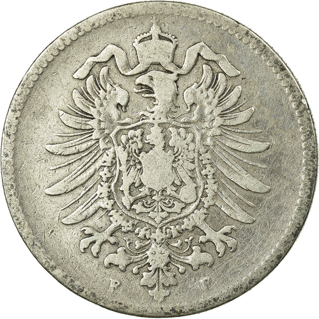 Moneta, NIEMCY - IMPERIUM, Wilhelm I, Mark, 1876, Stuttgart, VF(20-25), Srebro