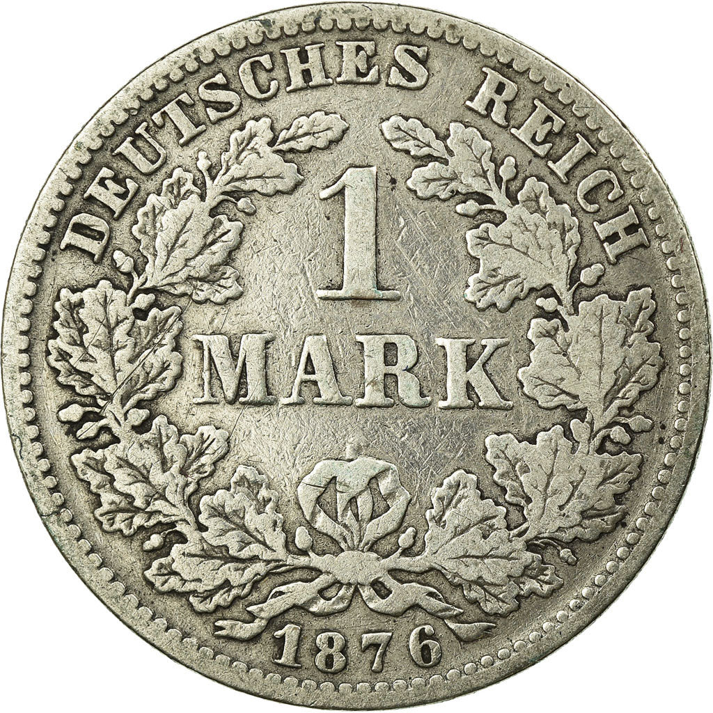 Moneta, NIEMCY - IMPERIUM, Wilhelm I, Mark, 1876, Stuttgart, VF(20-25), Srebro