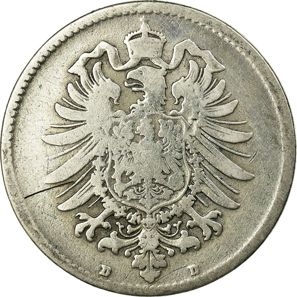 Coin, GERMANY - EMPIRE, Wilhelm I, Mark, 1875, Munich, VF(20-25), Silver, KM:7