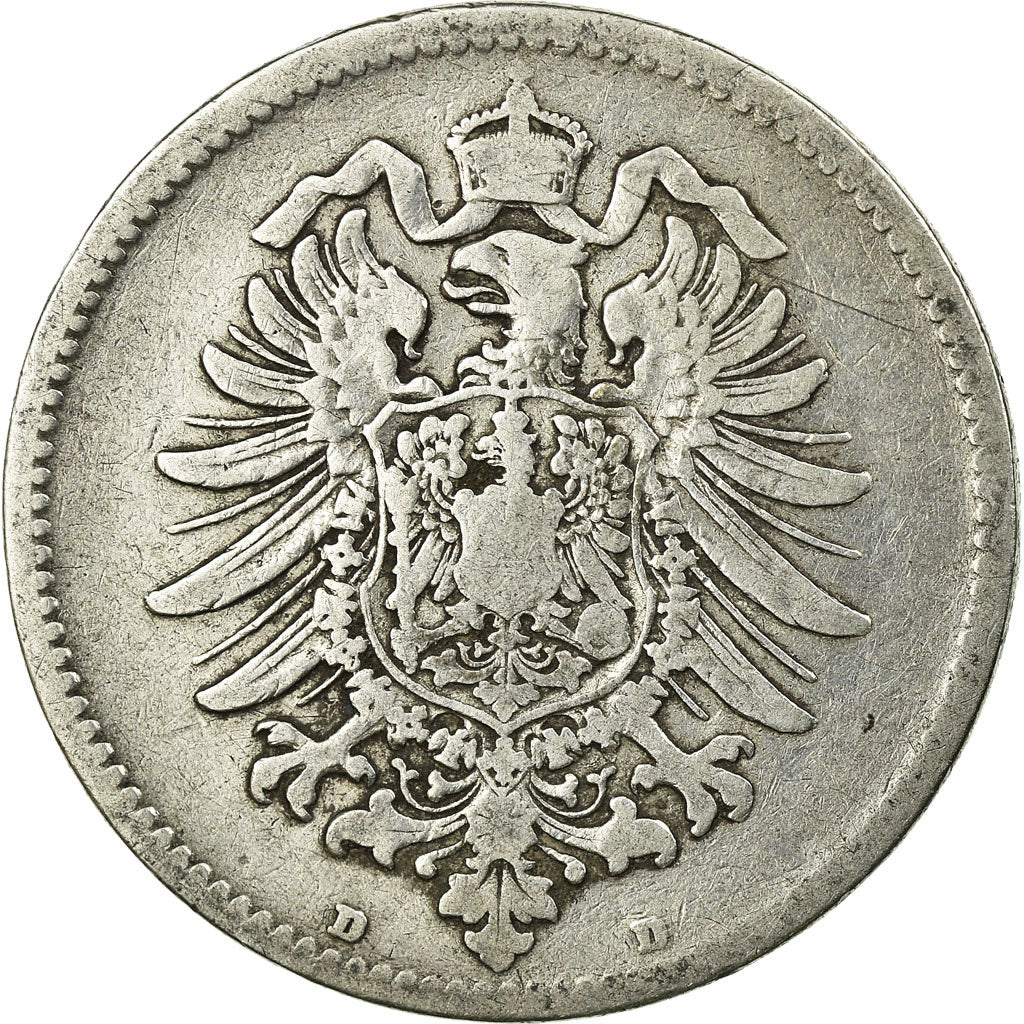 Coin, GERMANY - EMPIRE, Wilhelm I, Mark, 1875, Munich, VF(20-25), Silver, KM:7
