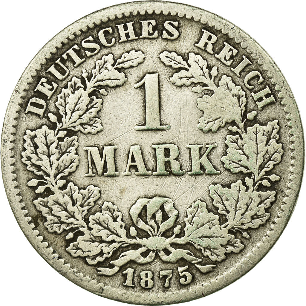 Coin, GERMANY - EMPIRE, Wilhelm I, Mark, 1875, Stuttgart, VF(20-25), Silver