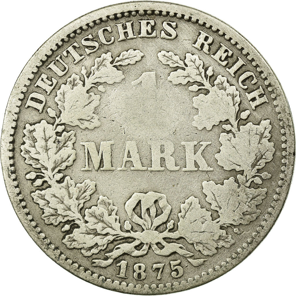 Coin, GERMANY - EMPIRE, Wilhelm I, Mark, 1875, Stuttgart, VF(20-25), Silver