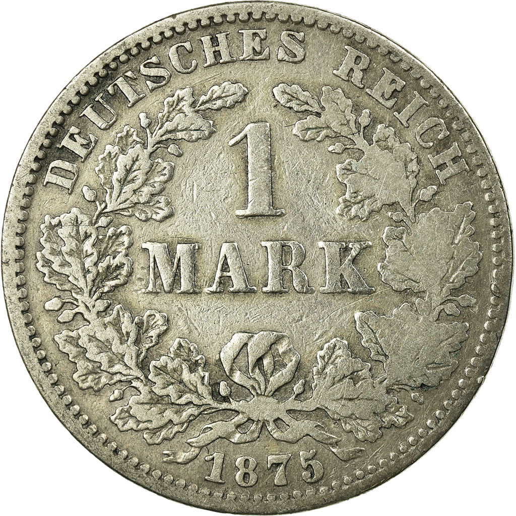 Coin, GERMANY - EMPIRE, Wilhelm I, Mark, 1875, Hambourg, VF(20-25), Silver, KM:7