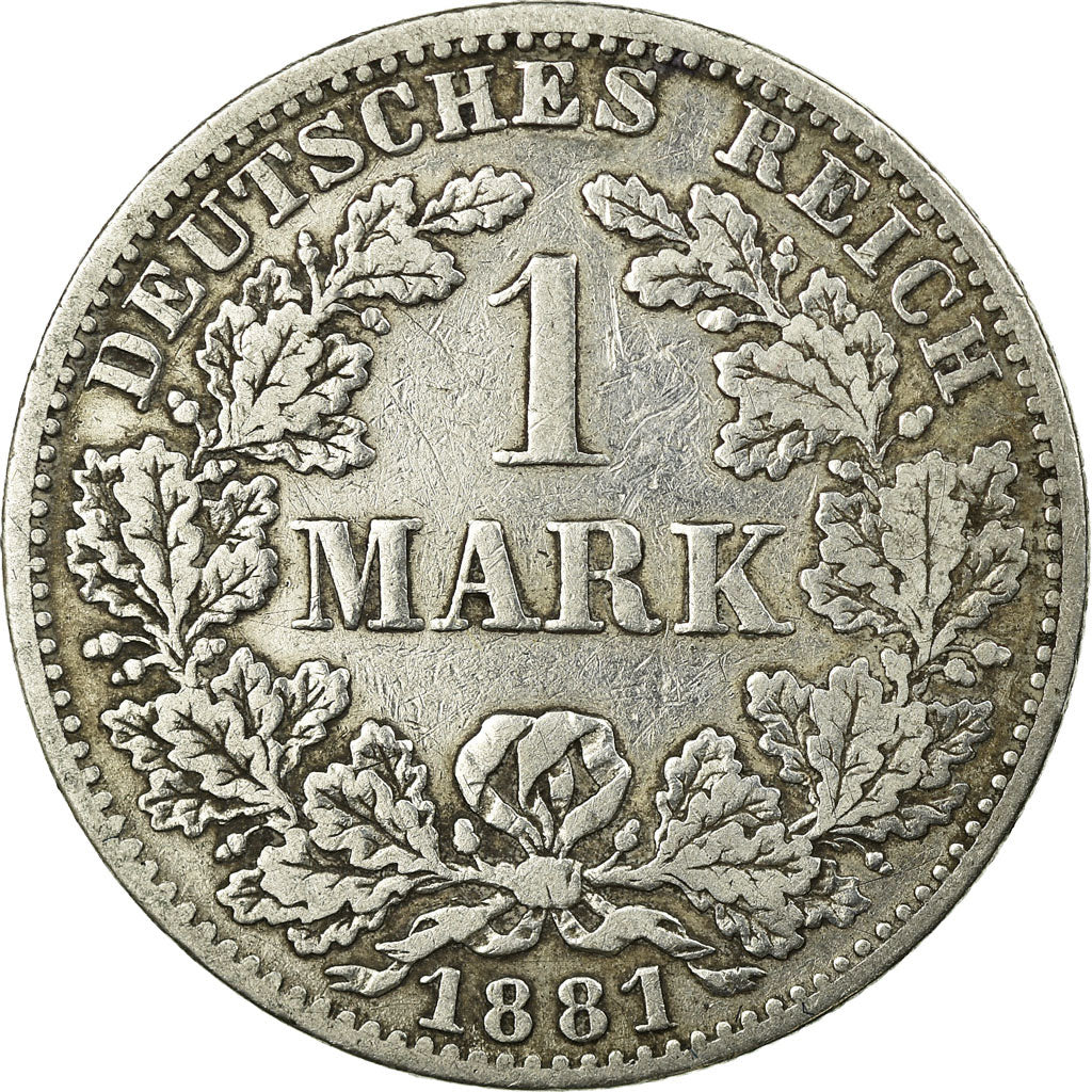 Coin, GERMANY - EMPIRE, Wilhelm I, Mark, 1881, Berlin, VF(20-25), Silver, KM:7