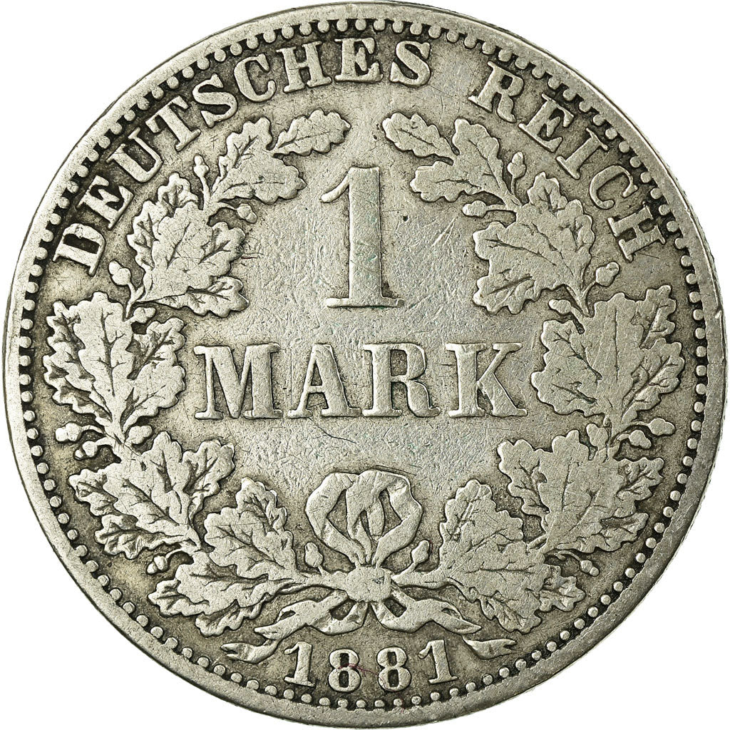 Coin, GERMANY - EMPIRE, Wilhelm I, Mark, 1881, Berlin, VF(20-25), Silver, KM:7