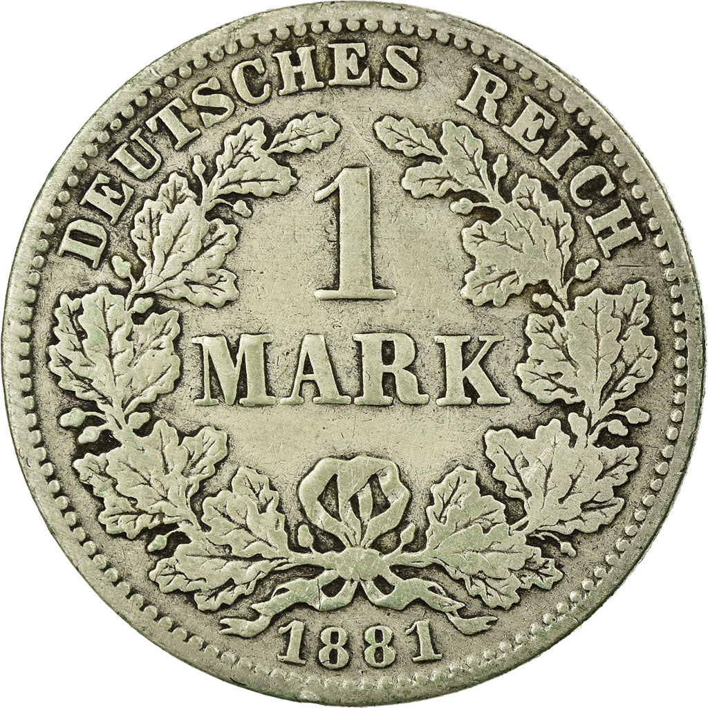 Coin, GERMANY - EMPIRE, Wilhelm I, Mark, 1881, Munich, VF(20-25), Silver, KM:7