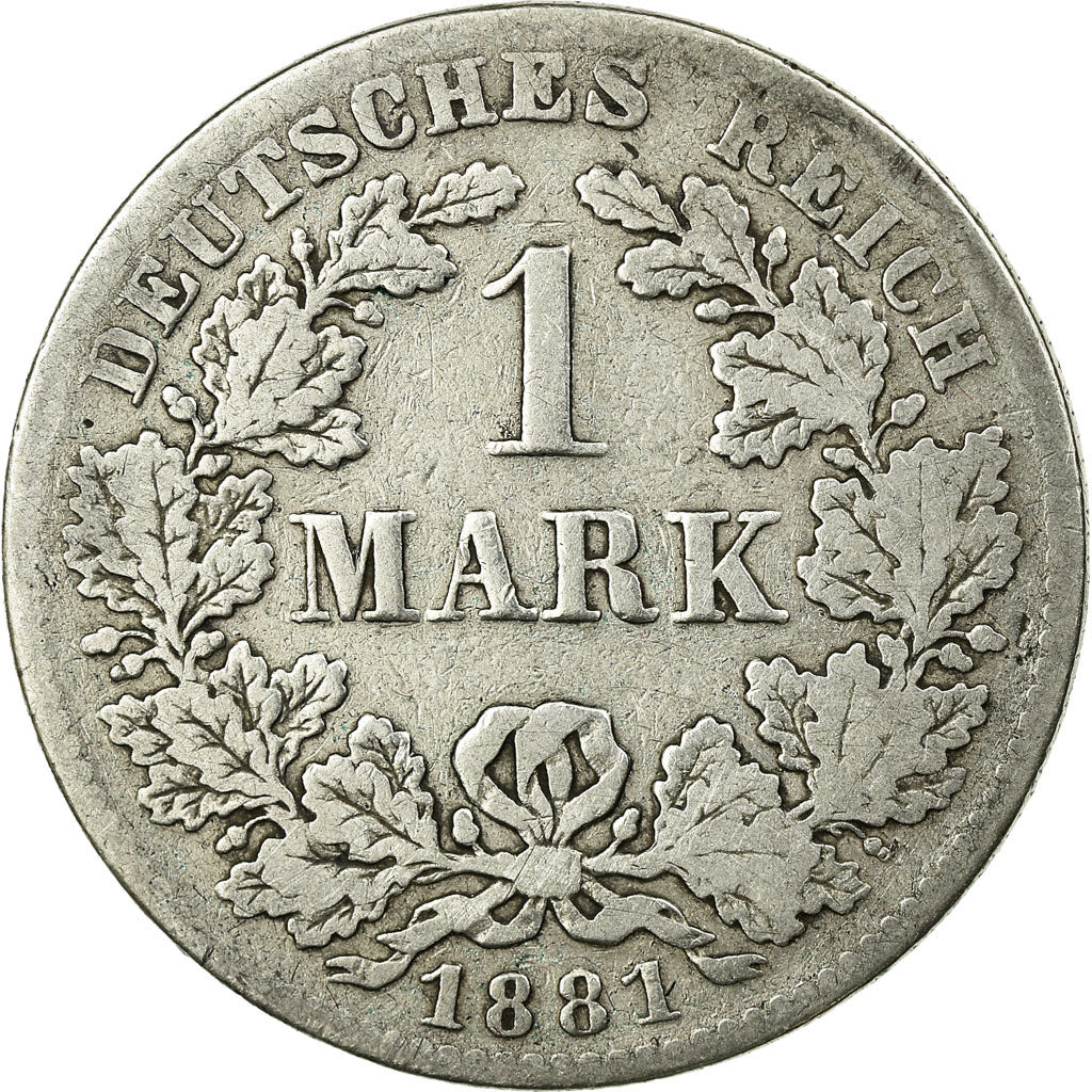 Coin, GERMANY - EMPIRE, Wilhelm I, Mark, 1881, Stuttgart, VF(20-25), Silver