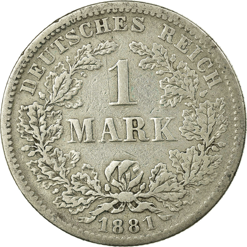 Coin, GERMANY - EMPIRE, Wilhelm I, Mark, 1881, Stuttgart, VF(20-25), Silver