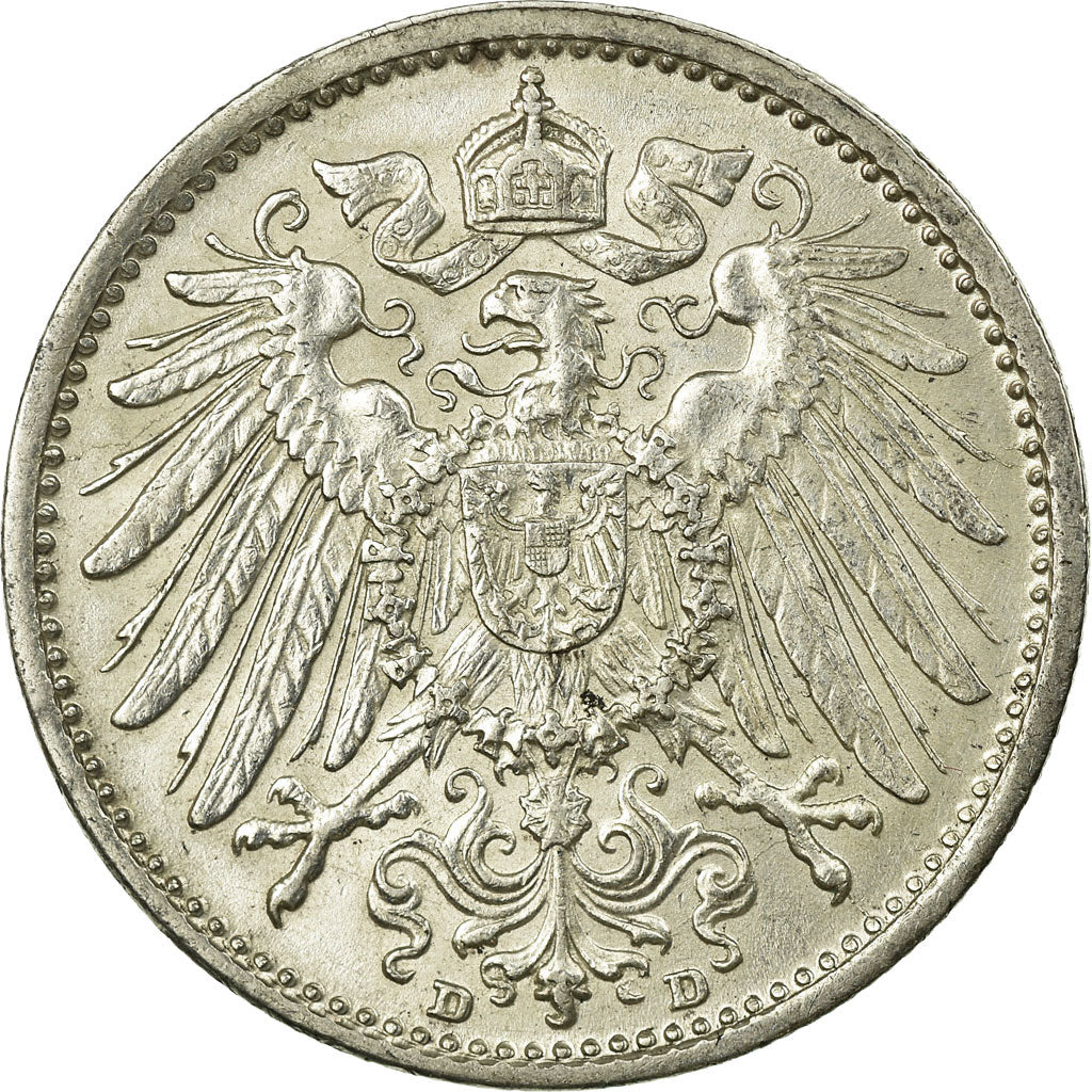 Coin, GERMANY - EMPIRE, Wilhelm II, Mark, 1914, Munich, EF(40-45), Silver, KM:14