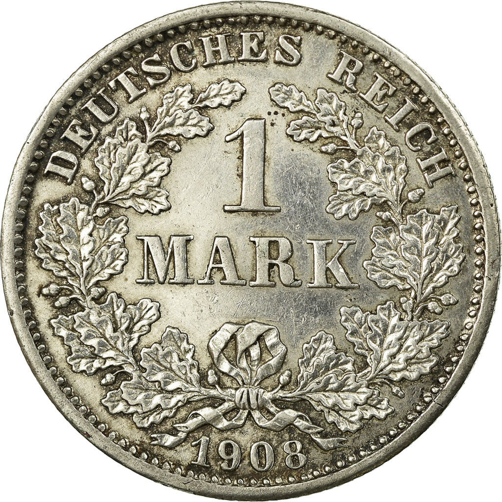 Coin, GERMANY - EMPIRE, Wilhelm II, Mark, 1908, Munich, EF(40-45), Silver, KM:14