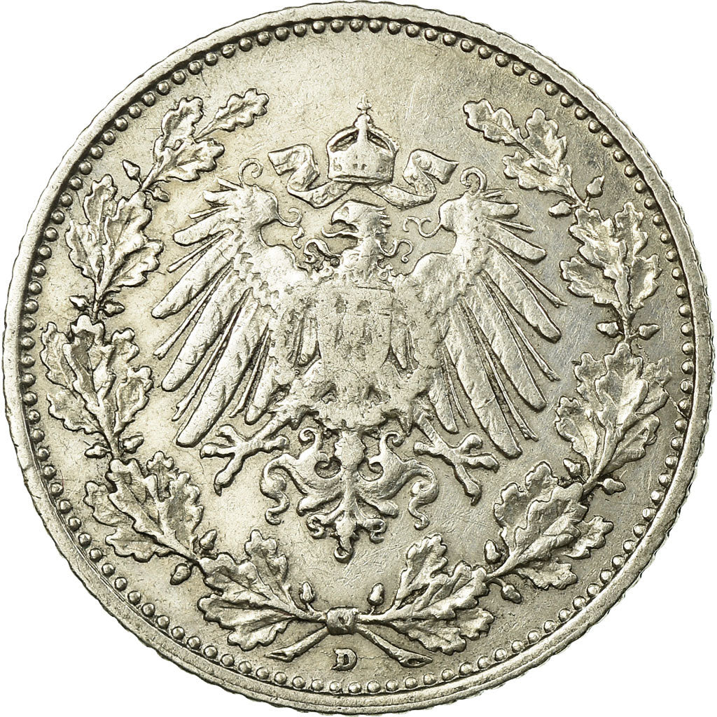Coin, GERMANY - EMPIRE, 1/2 Mark, 1906, Munich, VF(20-25), Silver, KM:17