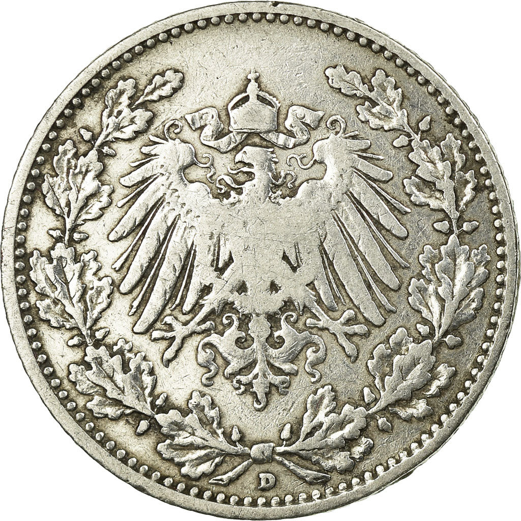 Moeda, ALEMANHA - IMPÉRIO, 1/2 Mark, 1906, Munich, VF(20-25), Prata, KM:17