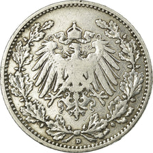Moeda, ALEMANHA - IMPÉRIO, 1/2 Mark, 1906, Munich, VF(20-25), Prata, KM:17