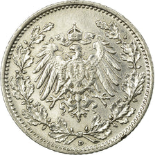 Coin, GERMANY - EMPIRE, 1/2 Mark, 1907, Munich, VF(20-25), Silver, KM:17