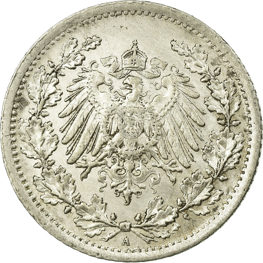Coin, GERMANY - EMPIRE, 1/2 Mark, 1915, Berlin, VF(20-25), Silver, KM:17