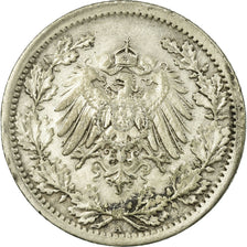 Coin, GERMANY - EMPIRE, 1/2 Mark, 1917, Berlin, VF(20-25), Silver, KM:17