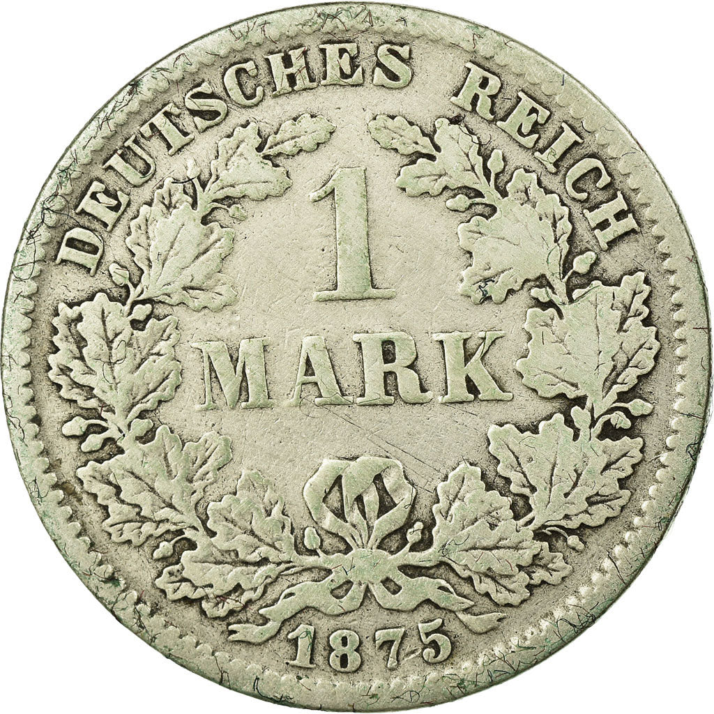 Moneta, GERMANIA - IMPERO, Wilhelm I, Mark, 1875, Stuttgart, MB, Argento, KM:7