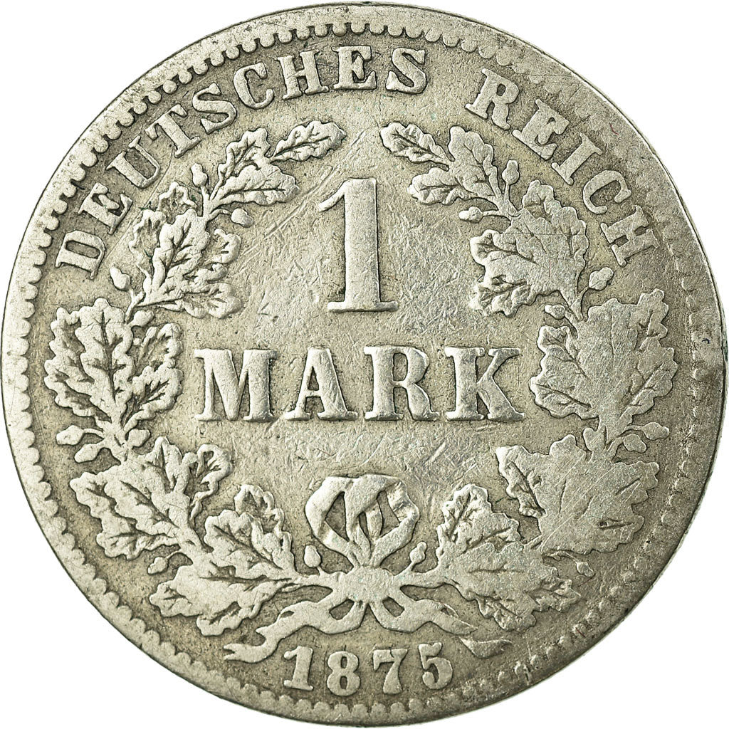 Coin, GERMANY - EMPIRE, Wilhelm I, Mark, 1875, Hambourg, VF(20-25), Silver, KM:7