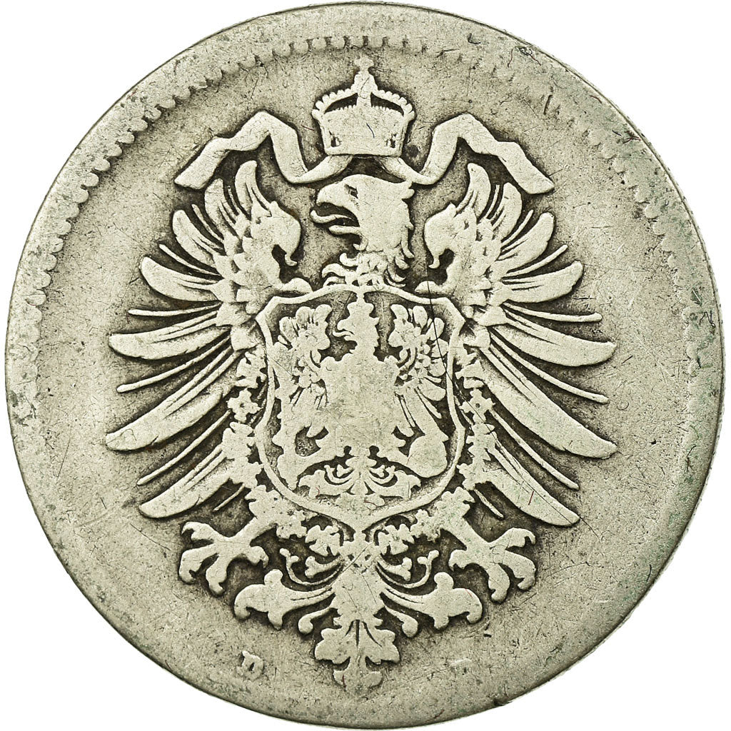 Coin, GERMANY - EMPIRE, Wilhelm I, Mark, 1875, Munich, VF(20-25), Silver, KM:7