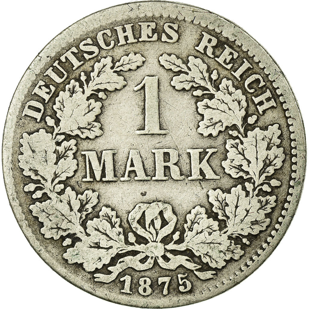 Coin, GERMANY - EMPIRE, Wilhelm I, Mark, 1875, Munich, VF(20-25), Silver, KM:7