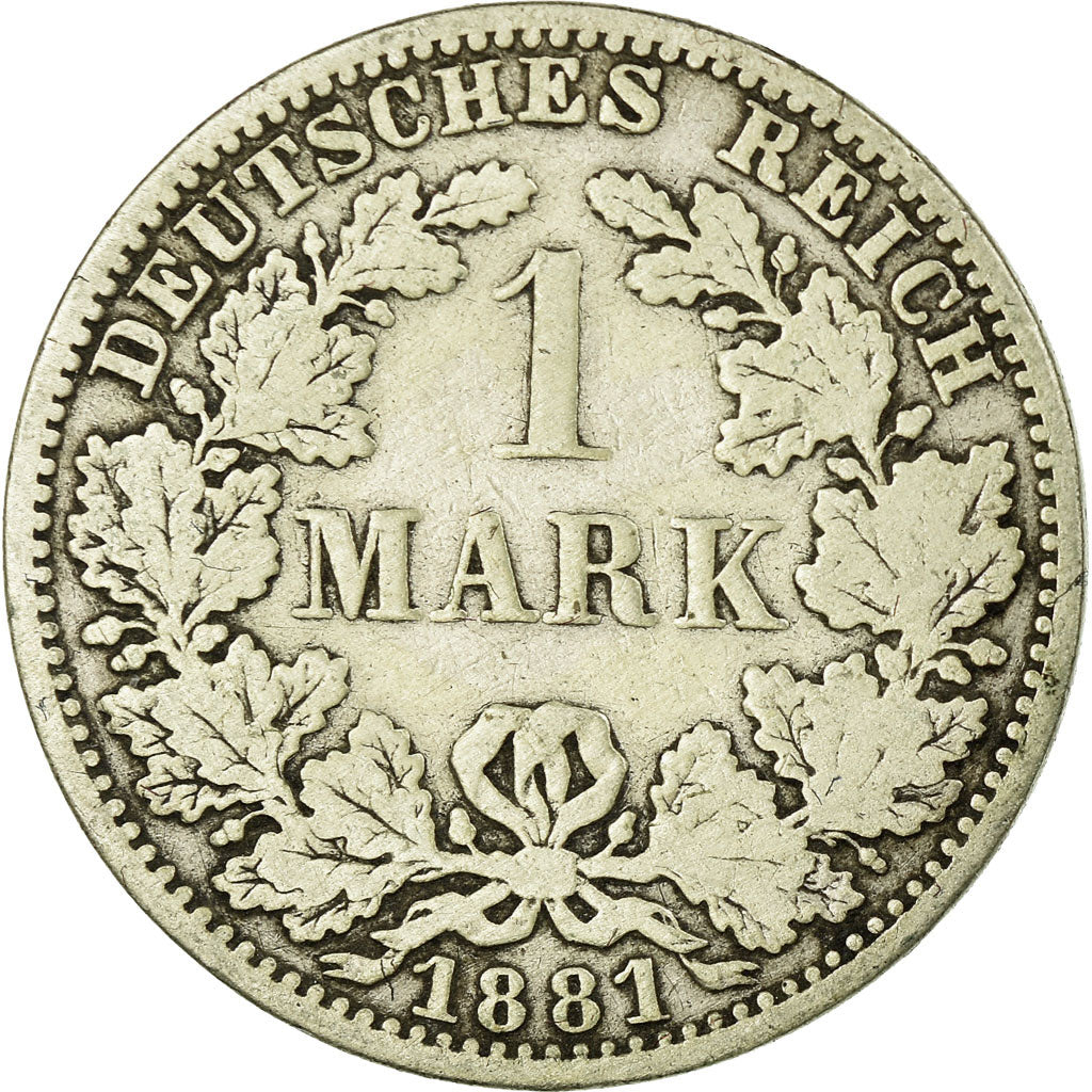 Coin, GERMANY - EMPIRE, Wilhelm I, Mark, 1881, Berlin, VF(20-25), Silver, KM:7