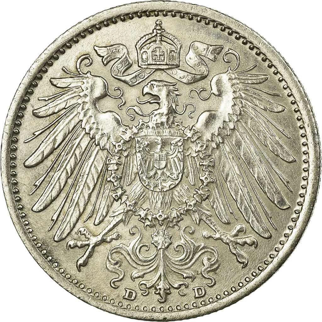 Coin, GERMANY - EMPIRE, Wilhelm II, Mark, 1915, Munich, EF(40-45), Silver, KM:14