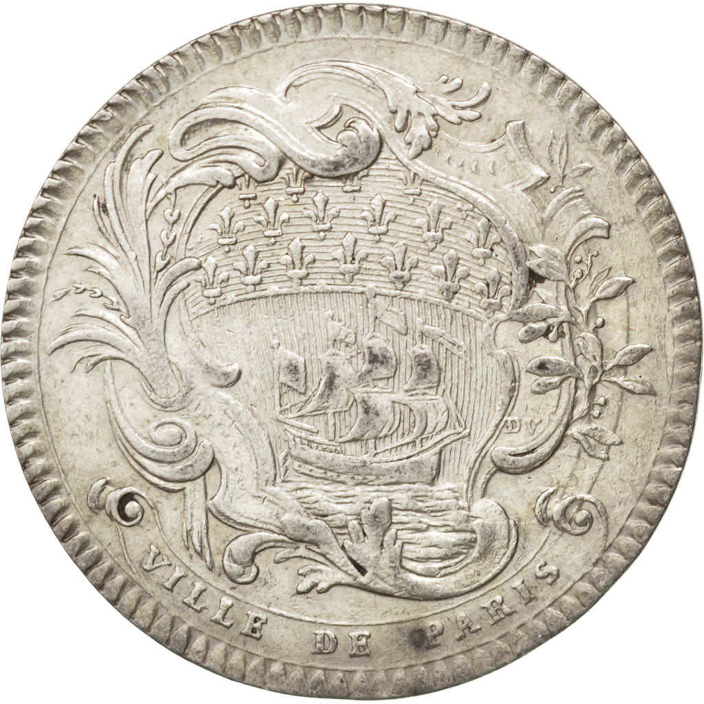France, Royal, Token, 1754, AU(50-53), Silver, 31, Feuardent #3724, 10.00