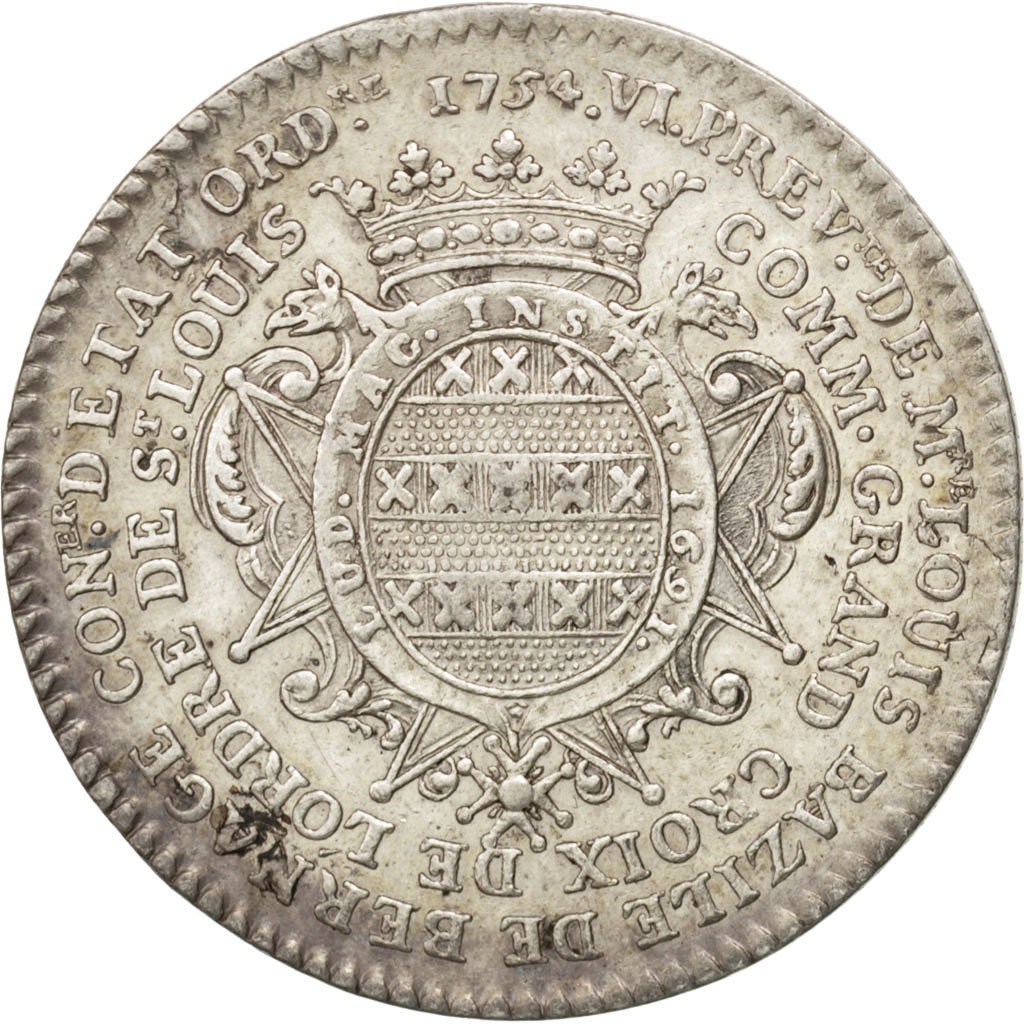 France, Royal, Token, 1754, AU(50-53), Silver, 31, Feuardent #3724, 10.00