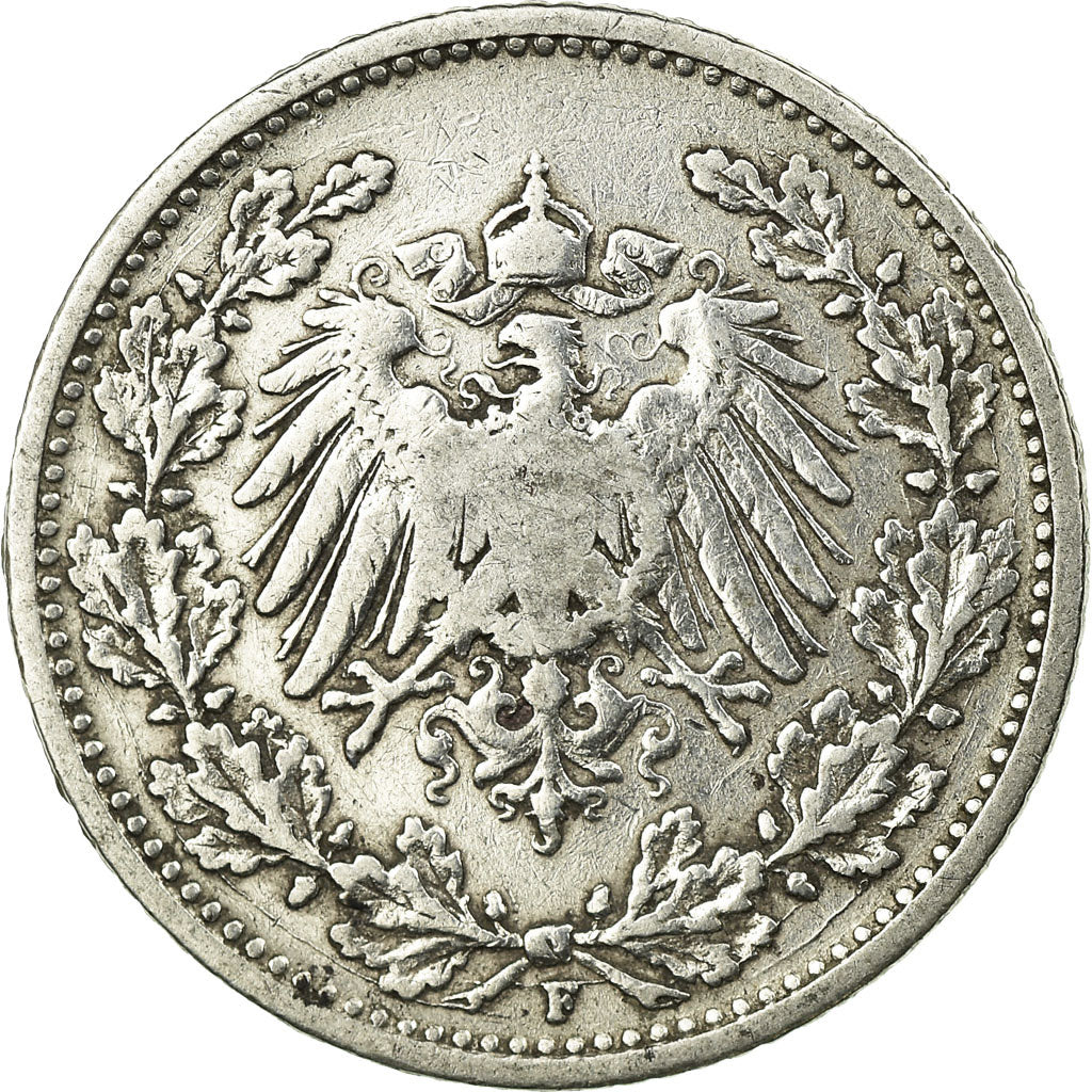 Moneta, GERMANIA - IMPERO, 1/2 Mark, 1905, Stuttgart, MB, Argento, KM:17