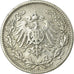 Coin, GERMANY - EMPIRE, 1/2 Mark, 1905, Muldenhütten, VF(20-25), Silver, KM:17