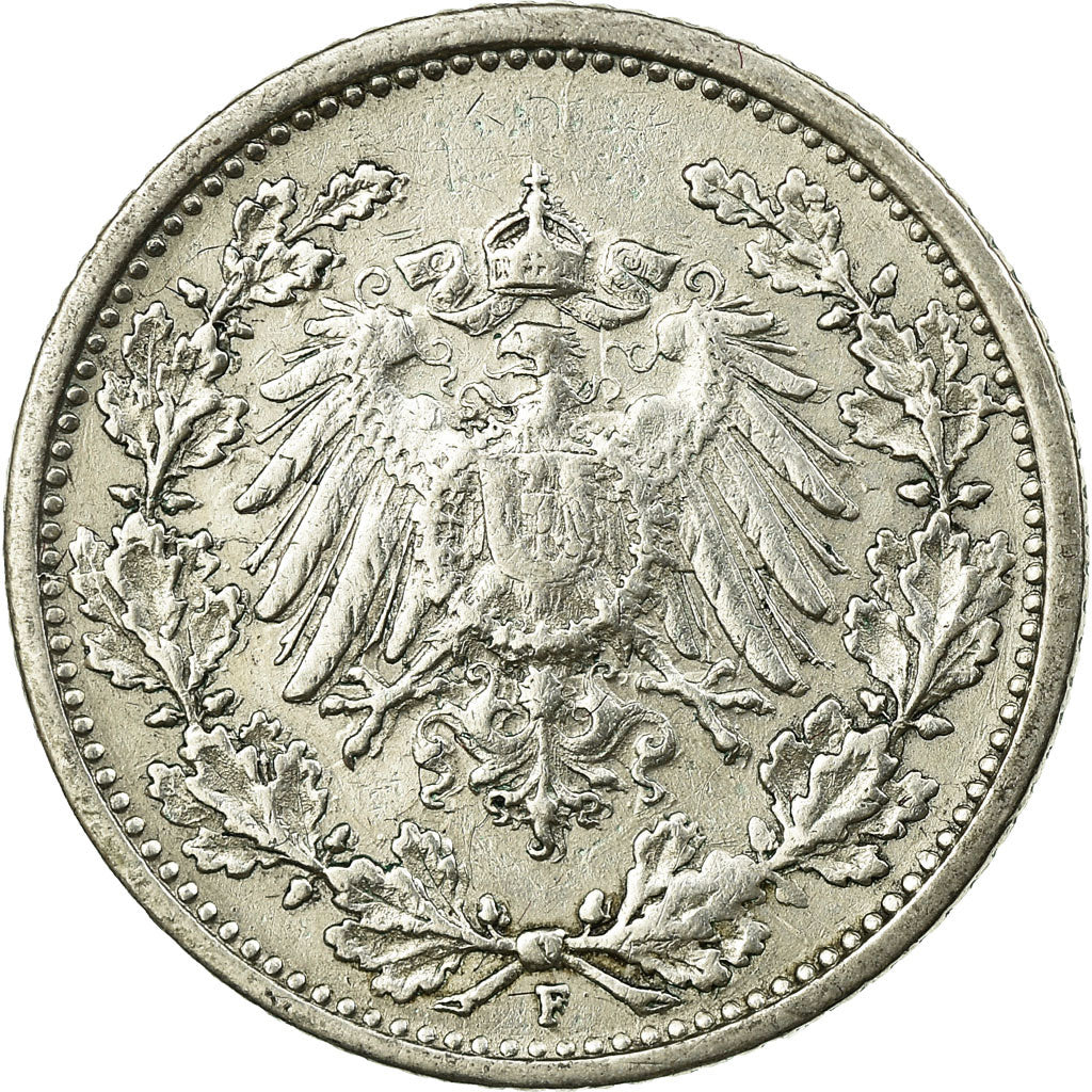 Moeda, ALEMANHA - IMPÉRIO, 1/2 Mark, 1906, Stuttgart, VF(20-25), Prata, KM:17
