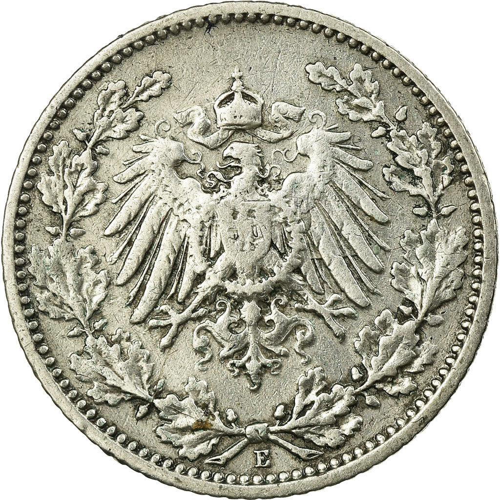 Moneta, GERMANIA - IMPERO, 1/2 Mark, 1906, Muldenhütten, MB, Argento, KM:17