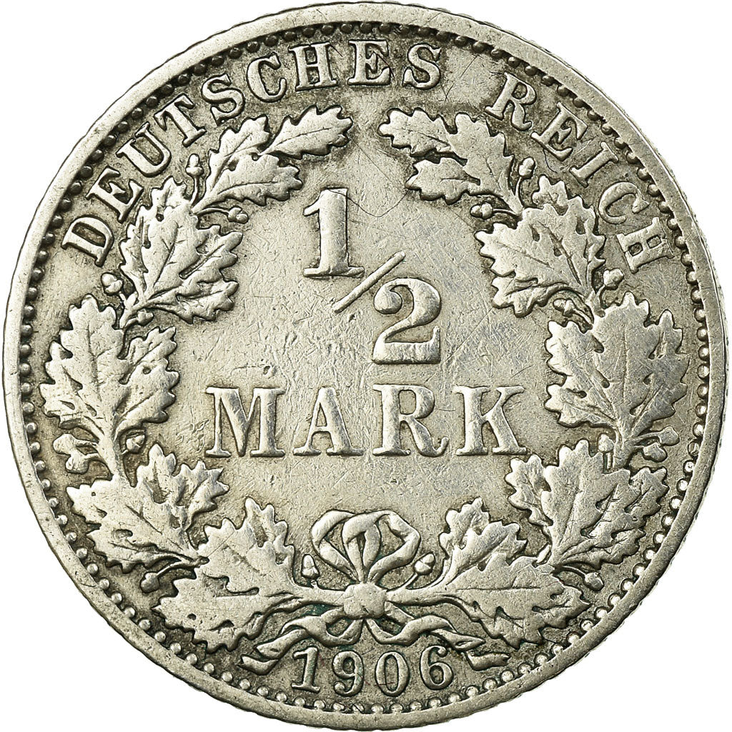 Moneta, GERMANIA - IMPERO, 1/2 Mark, 1906, Muldenhütten, MB, Argento, KM:17