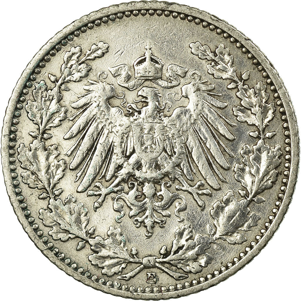 Coin, GERMANY - EMPIRE, 1/2 Mark, 1906, Muldenhütten, VF(20-25), Silver, KM:17