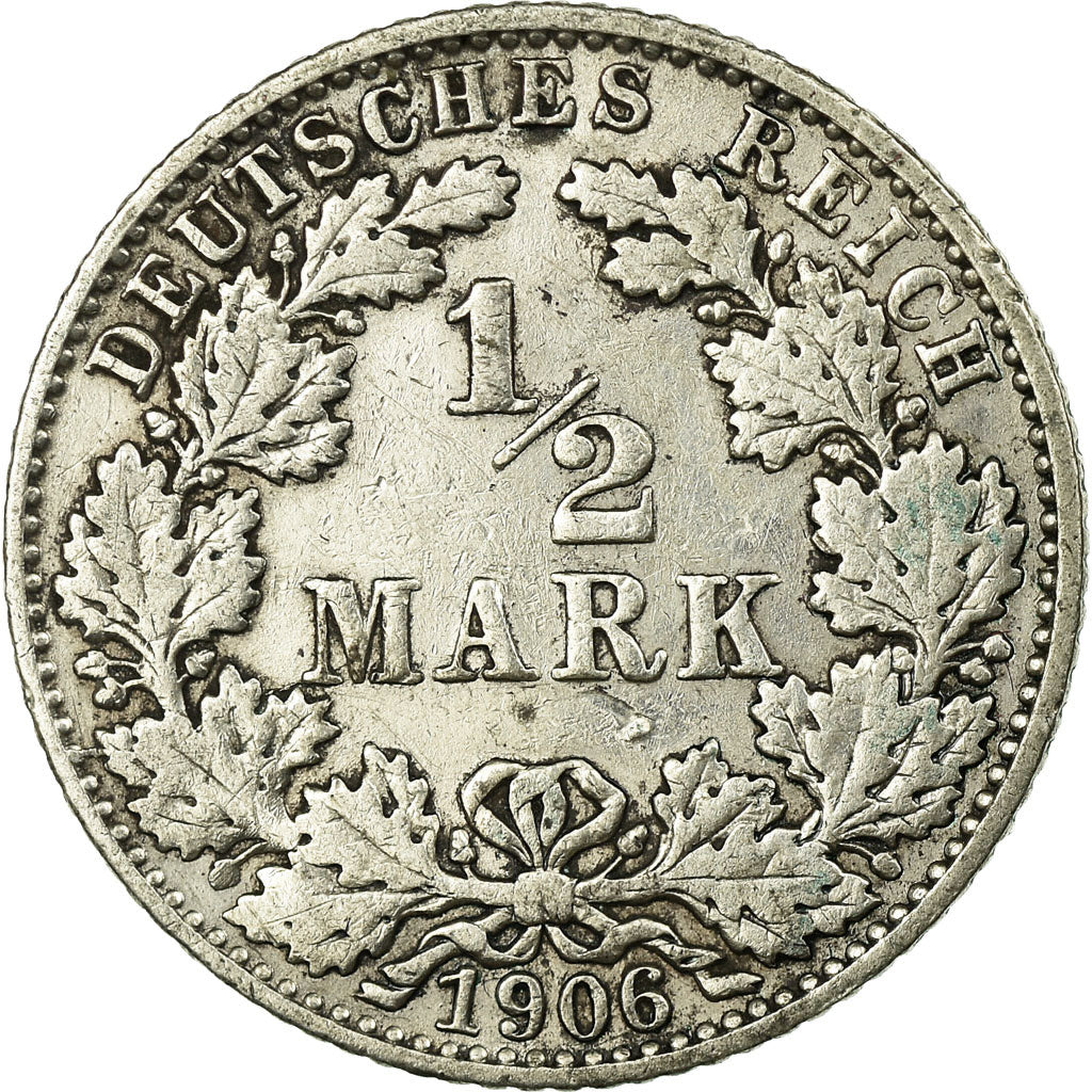 Coin, GERMANY - EMPIRE, 1/2 Mark, 1906, Muldenhütten, VF(20-25), Silver, KM:17