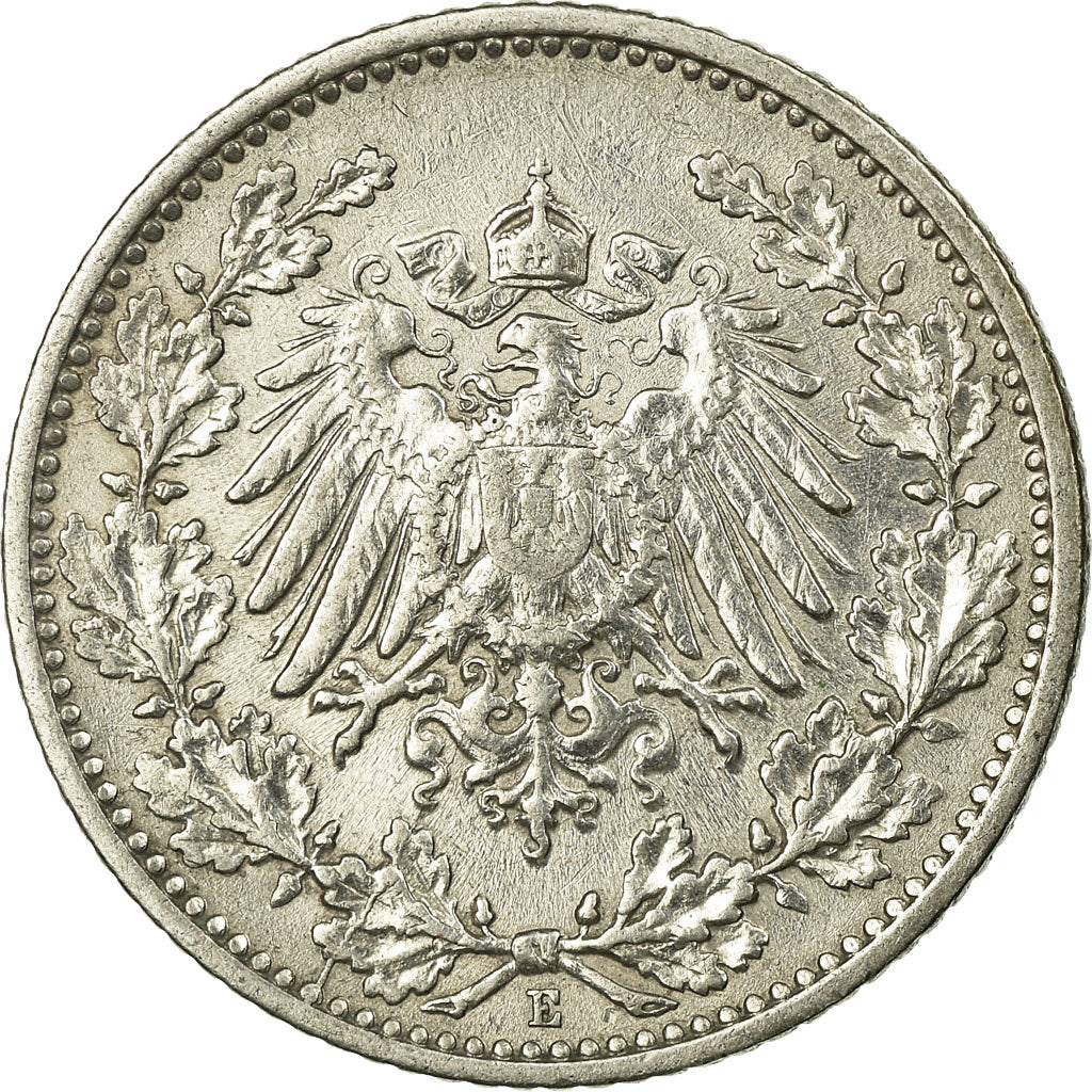 Coin, GERMANY - EMPIRE, 1/2 Mark, 1906, Muldenhütten, VF(20-25), Silver, KM:17