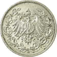 Coin, GERMANY - EMPIRE, 1/2 Mark, 1915, Karlsruhe, EF(40-45), Silver, KM:17